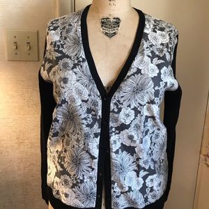 Brooks Brothers Floral Merino Wool Cardigan M